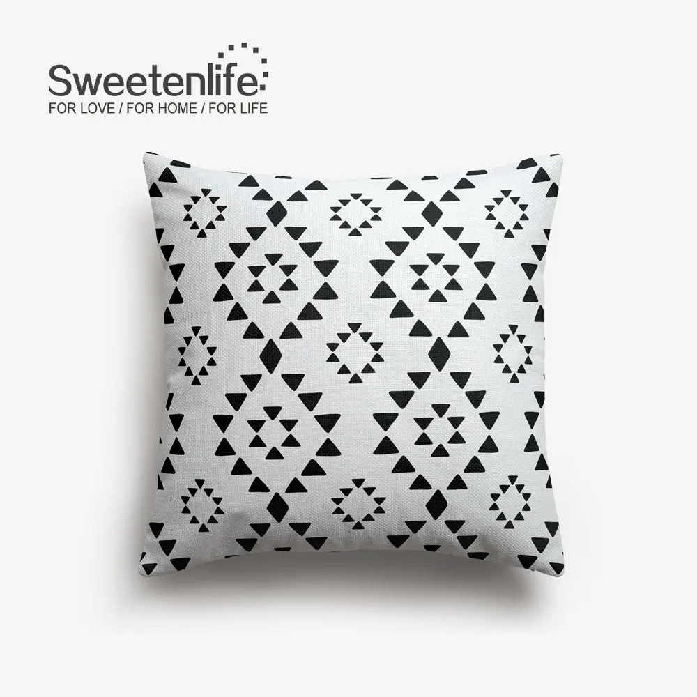 Sweetenlife 45x45 см наволочка для подушки креативные геометрические декоративные подушки высокое качество белая льняная ткань Подушка для стула