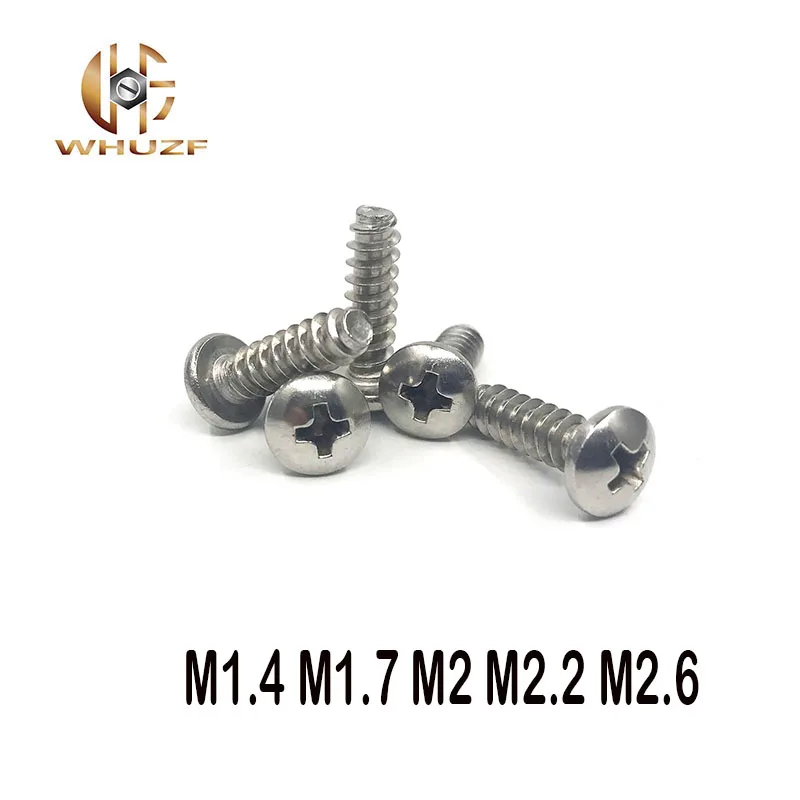 Круглая головка из нержавеющей стали M1.4 M1.7 M2 M2.2 M2.6 304 саморезы с плоским хвостом
