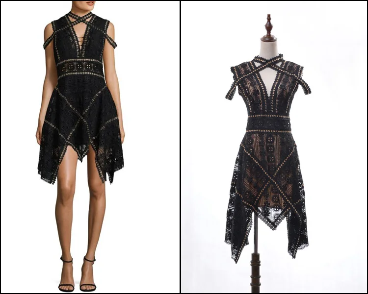 Фото New 2019 Australian popular logo heavy metal ring by water soluble lace fork/neck hung sexy backless dress Женская одежда New 2019 Australian popular logo heavy metal ring by water soluble lace fork/neck hung sexy backless dress Женская одежда