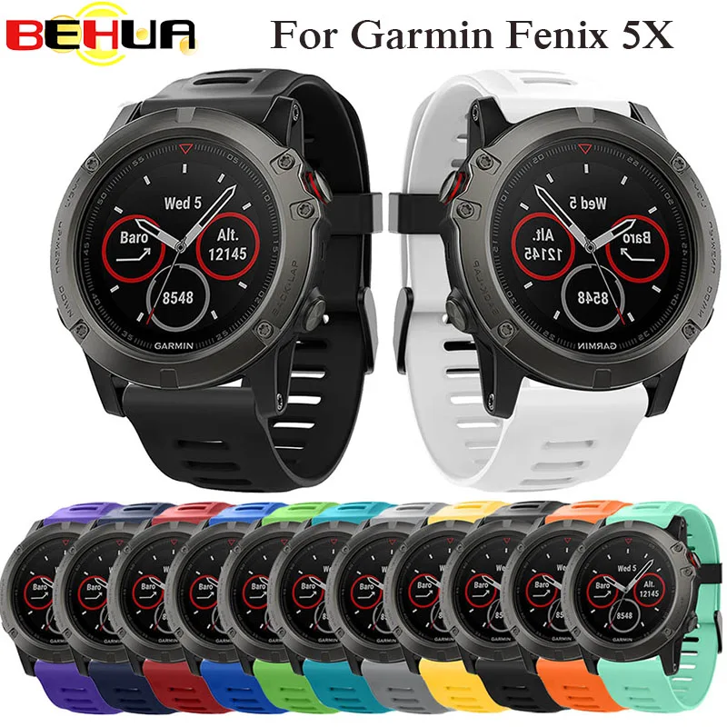 Сменный ремешок для часов мягкий наручных браслет Garmin Fenix 3 HR 5X Plus 6X Pro силиконовый