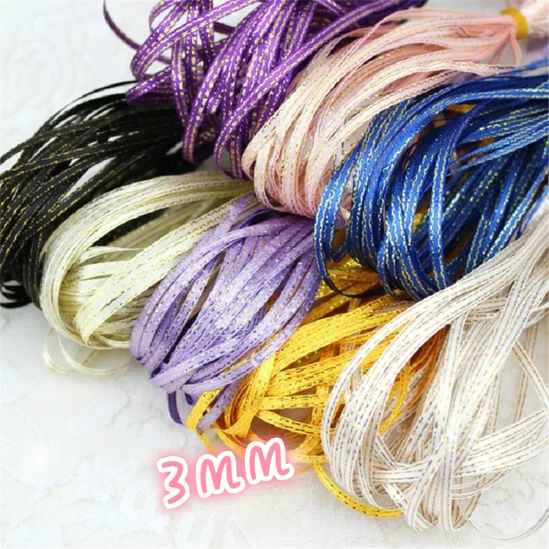 1/8 ''(3 мм) атласные ленты с золотыми краями для свадебной рождественской