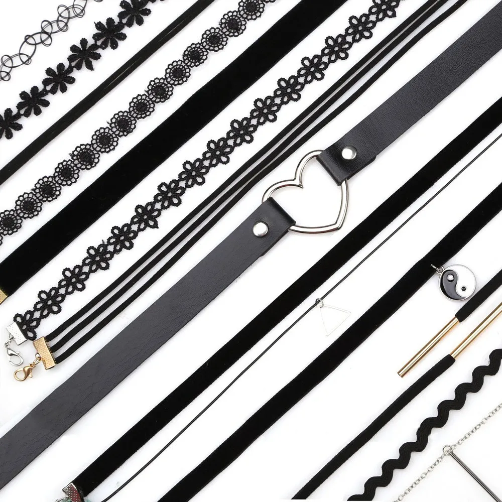 Женский Бархатный чокер готический панк с кружевом и татуировкой Длинная