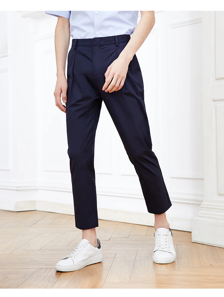 JackJones мужские облегающие хлопковые деловые повседневные укороченные брюки | 219114553