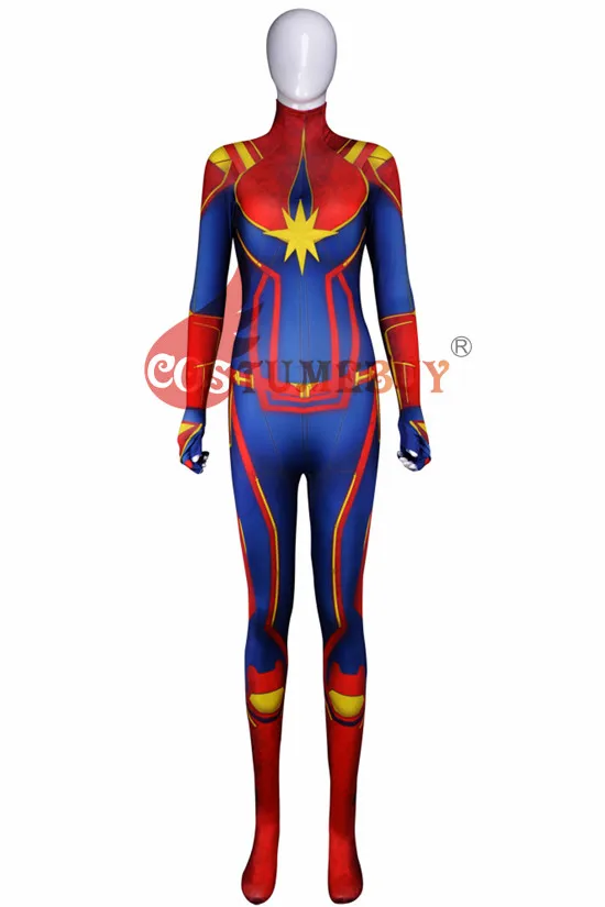 CostumeBuy Марвел Капитан косплэй ms. Marvel Carol костюм кары Дэнверс плёнки комбинезон Хэллоуин Zentai для женщин Взрослый комбинезон - Цвет: A