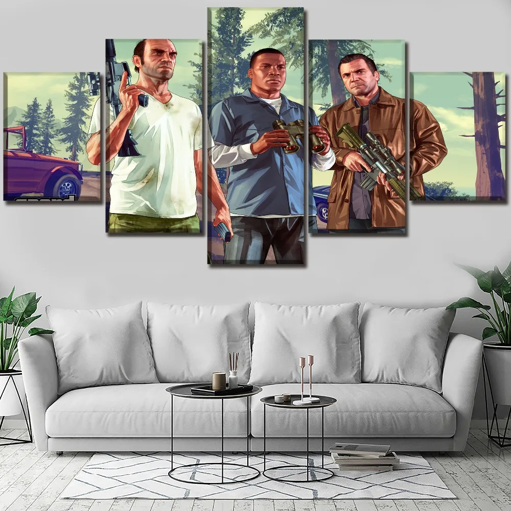 Домашний декор для гостиной настенное Искусство Видео игра Grand Theft Auto V картины 5
