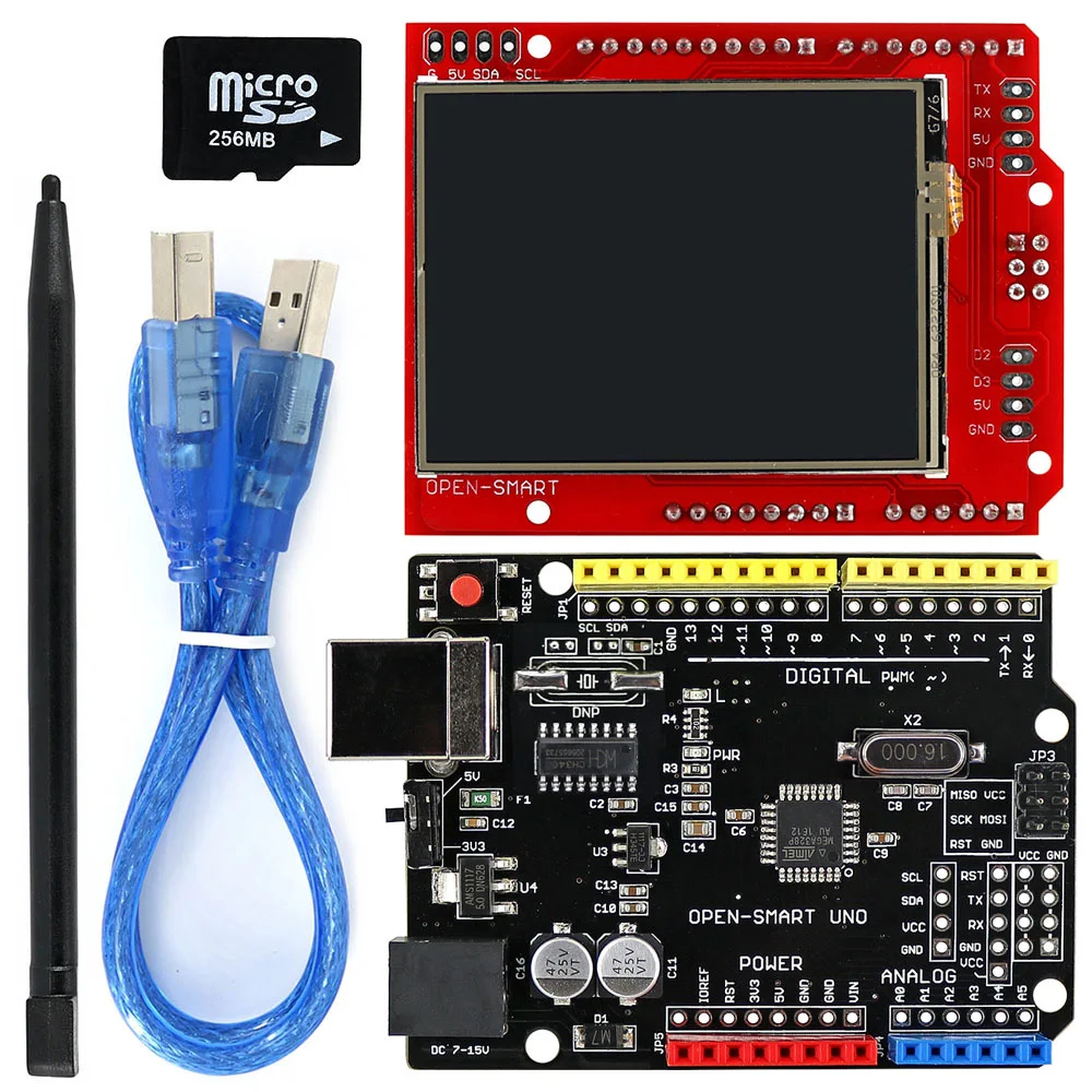 2,2 дюймовый TFT ЖК-дисплей модуль сенсорный экран щит+ UNO R3 Комплект с USB кабелем/tf-картой/ручкой для Arduino UNO R3/Mega 2560