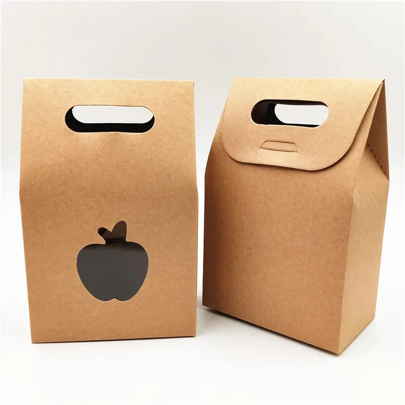 10 шт./лот Apple в форме сердца полые ПВХ окна крафт бумага коробка подарочная