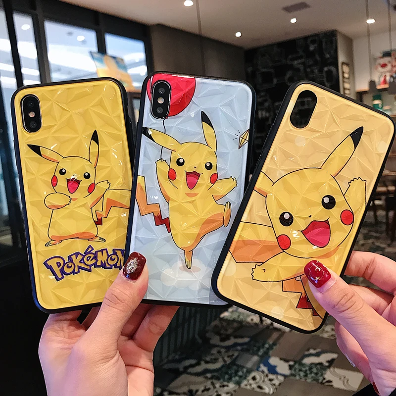 NEW Diamond Cartoon Pokemon Phone Case For iPhone 6 6s 7 8 Plus X XR XS Max Luxury Ultra Thin TPU Soft Back Cover |