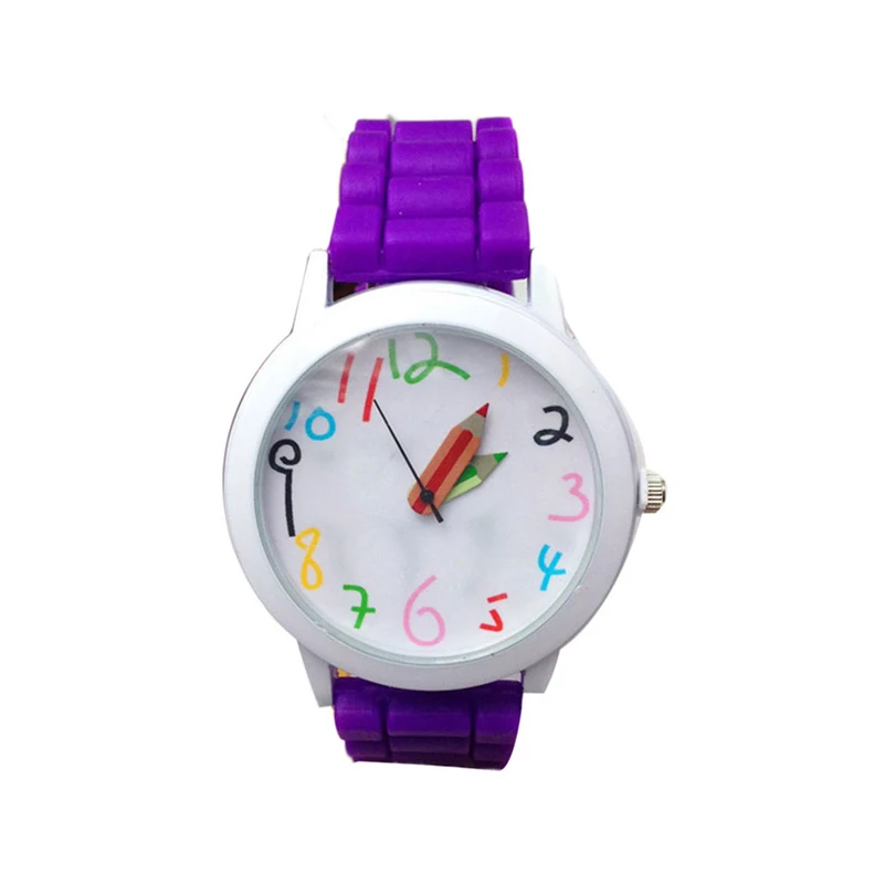 

TIke Toker,Jelly Silicone Pencil Watch Women Wristwatch Casual Candy Color Watch Relogio Feminino Brand Fashion Student clock
