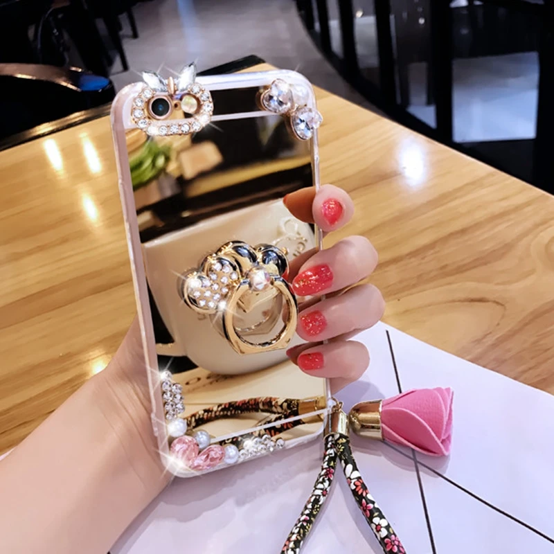 Роскошный чехол брелок для huawei honor p8 p9 p10 p20 lite plus 2017 mate 7 8 9 с кристаллами