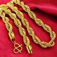 simple fashion mens yellow gold filled necklace explosion models 23 6 twisted rope knotted link chain jewelry
