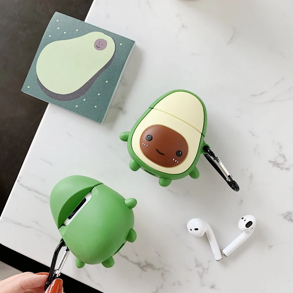 for AirPods 2 Wireless Charging Box Headphone Cover 3D Avocado Silicone Earphone Accessories Case For Apple AirPods Bags