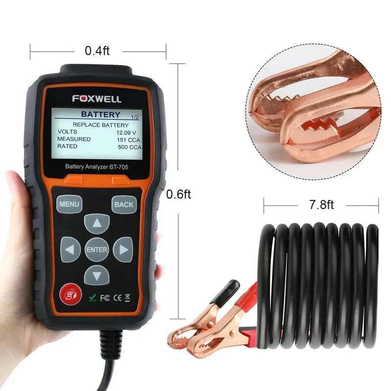 Тестер заряда батареи FOXWELL BT705 тестер автомобиля 100 2000CCA 12V 24V|Диагностические