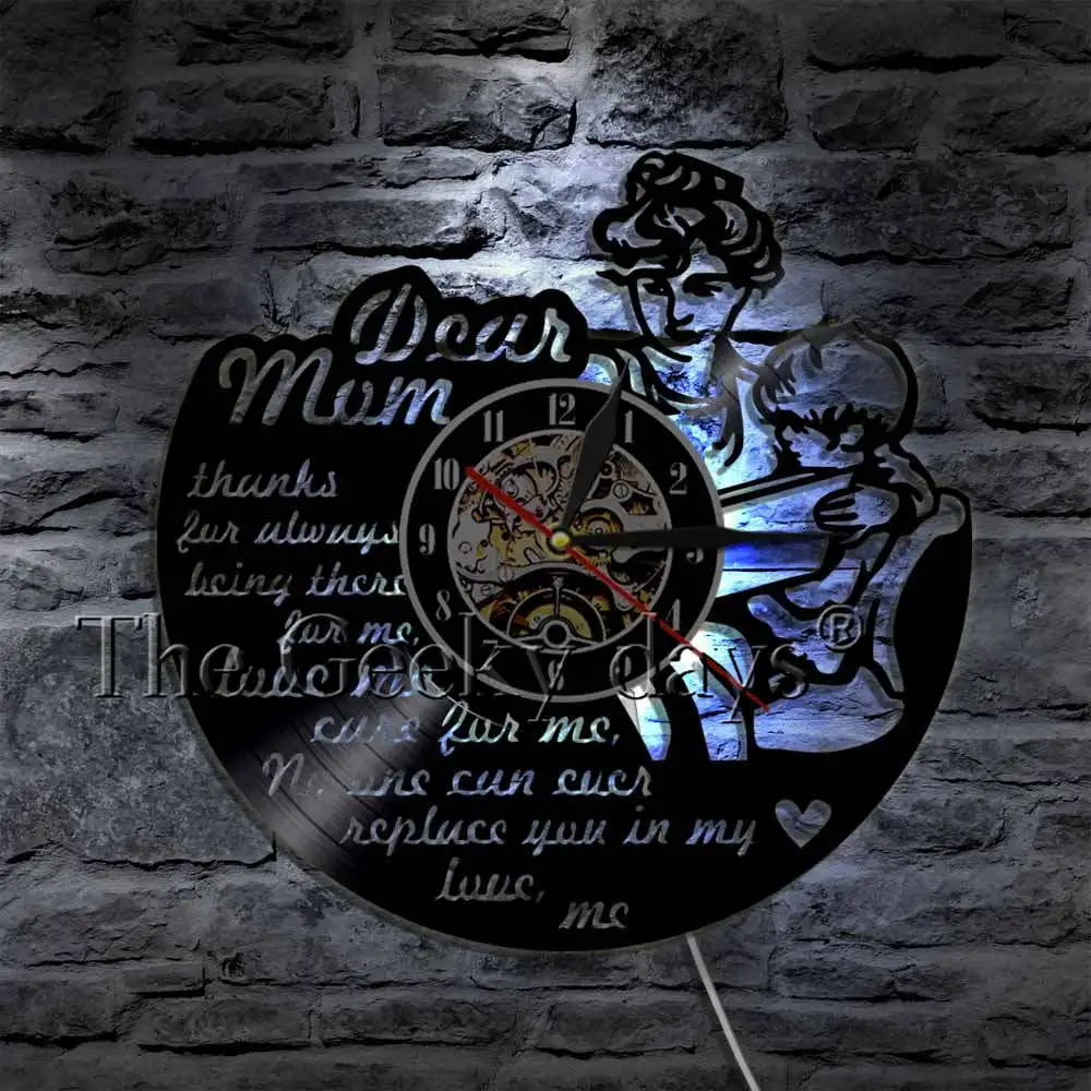 Мать художественная стена с цитатой Винтаж Виниловая пластинка настенные часы