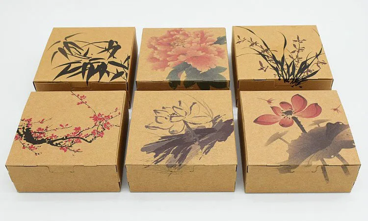 60 X Classic Chinese Ink And Wash Painting 4pcs 50g Mooncake Box Wedding Gift Party Favor Decorative Boxes Wholesale | Дом и сад