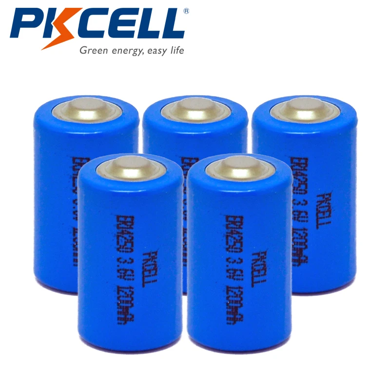PKCELL 5 шт./лот 1/2AA 3 6 V ER14250 неперезаряжаемая батарея 14250 1200Mah 1/2 AA LS литиевая сухая