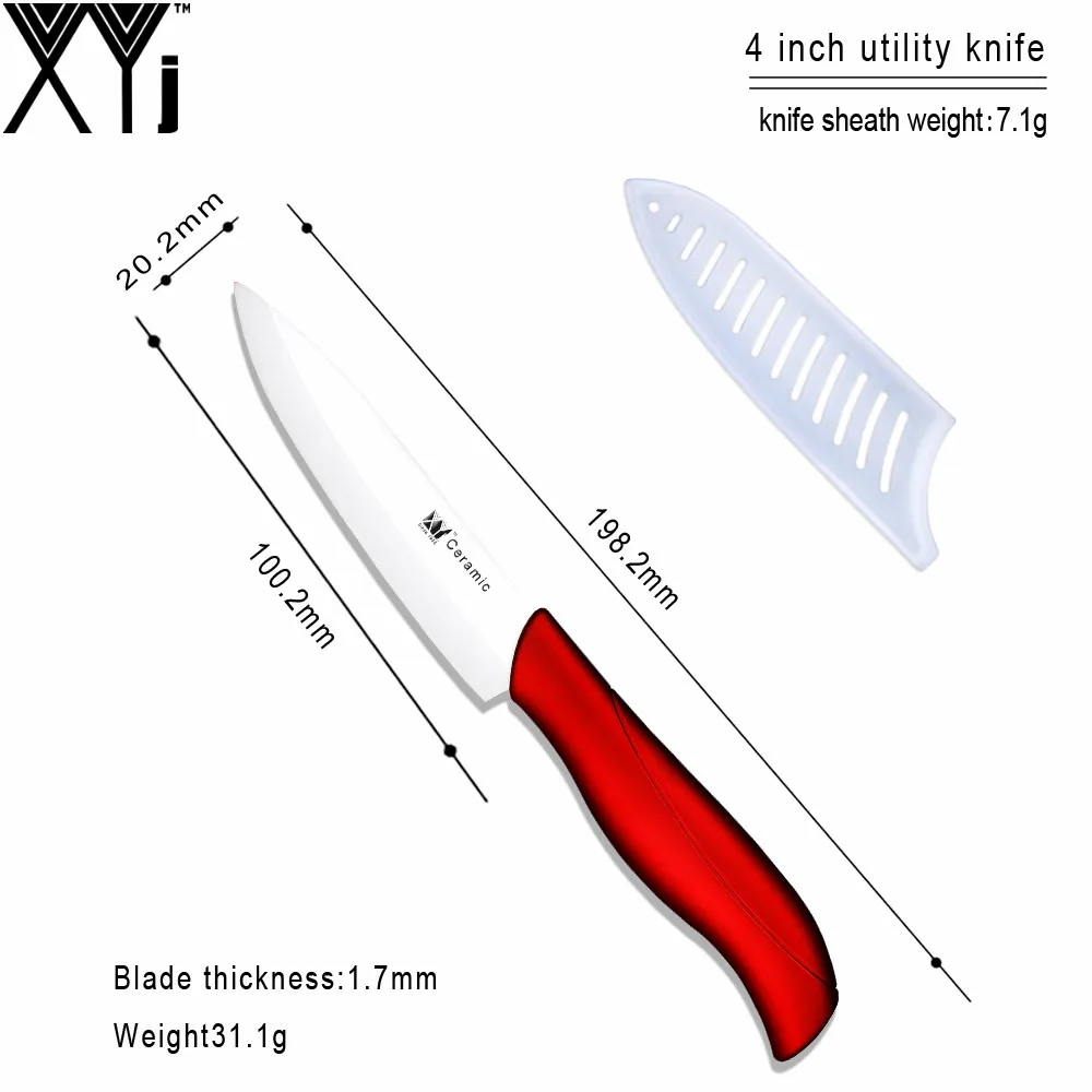 4 шт. Керамика Ножи набор 3 &quot4&quot 5 &quot6&quot белый лезвие Red Wave ручка Кухня xyj