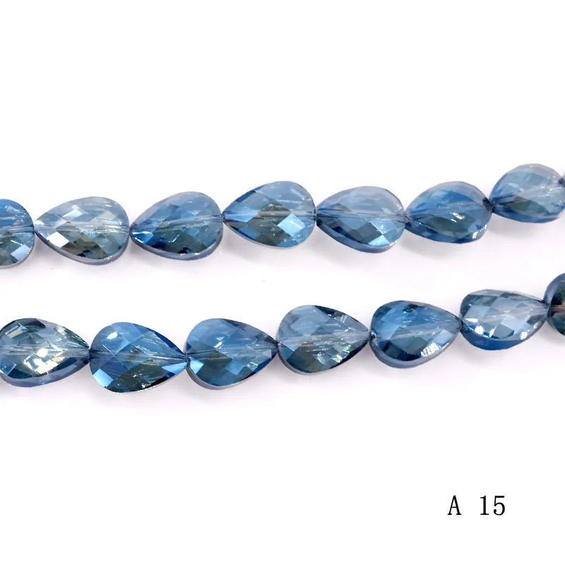 Blue Plated 20шт 13х17мм хрустальные бусины каплевидной формы фурнитура стеклянное ожерелье из ограненных камней рукоделие ювелирные изделия серьги браслет Швейные аксессуары - Цвет: Blue Plated