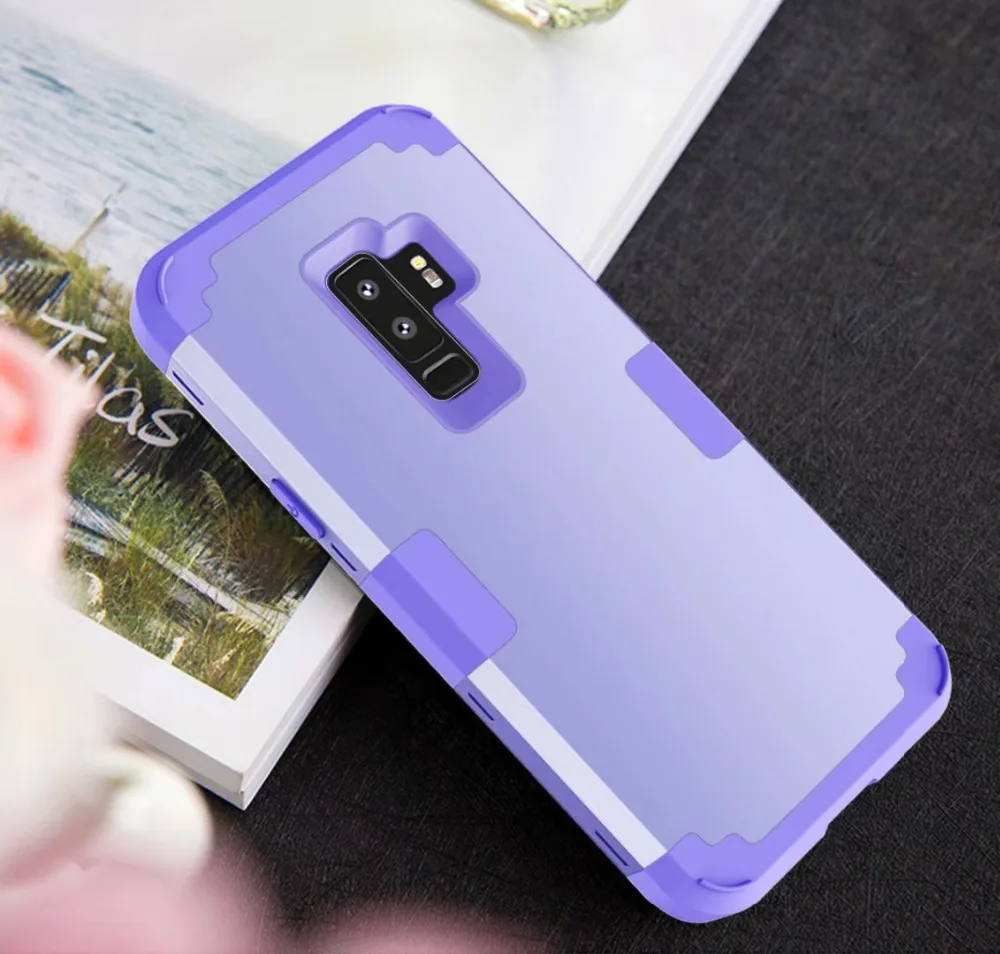Противоударный чехол для телефона samsung Galaxy S9 S8 Plus Note 8 9 PC+ TPU 3 слоя гибридный защитный чехол на 360 градусов