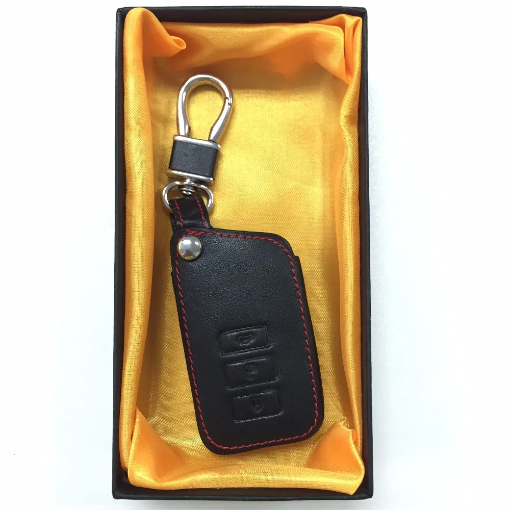 

TOP Car Genuine Leather Remote Control Car Keychain Key Cover Case For Lexus RX270 NX200 3Buttons Smart Key With Logo L518 999