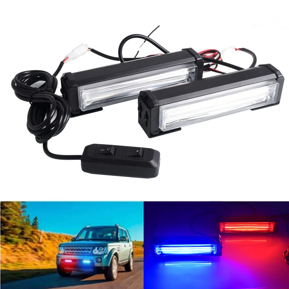 DC 12V автомобильный гриль светильник COB LED мигает полиция один из двух красные