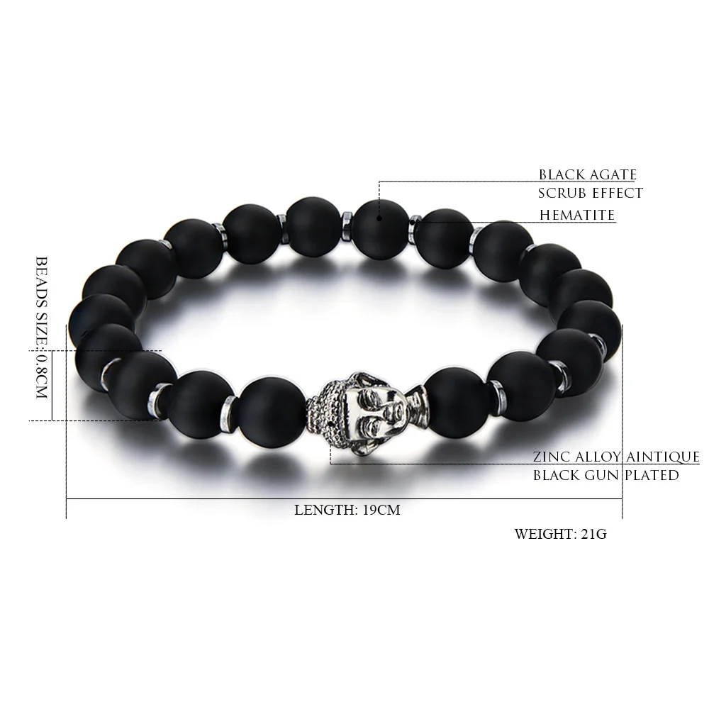 Будда очаровательные браслеты и с 8 мм гематита натуральный матовый черные камни
