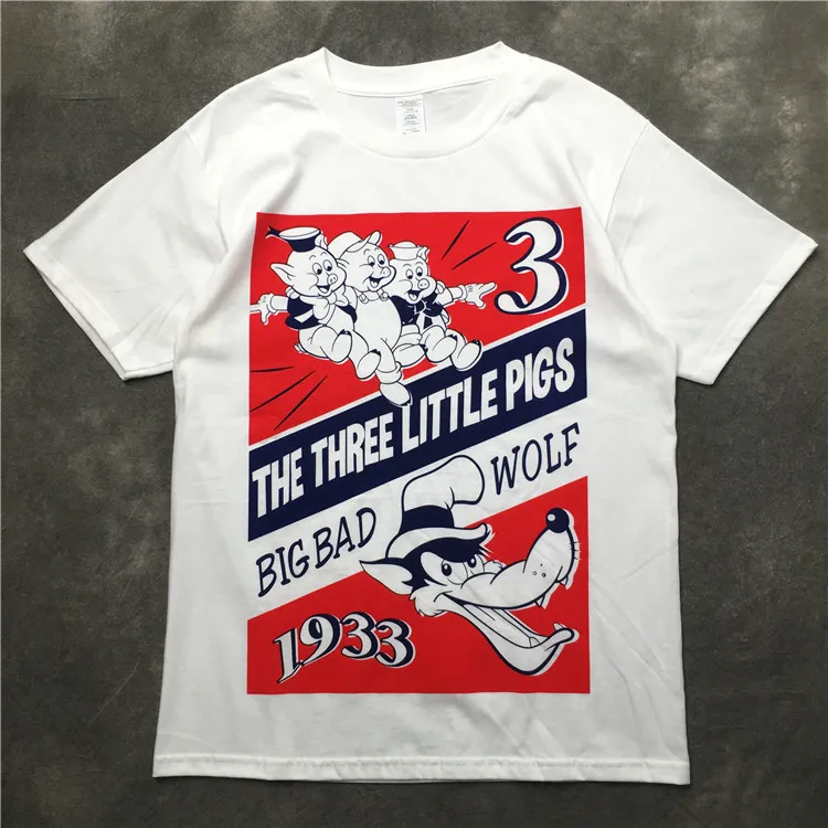 Новинка Роскошная 2019 Унисекс Большой плохой волк 3 поросенка футболки в стиле хип