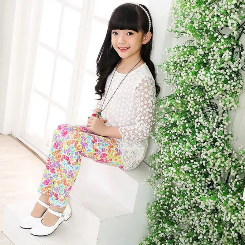 Весенне осенние леггинсы для девочек 10 цветов повседневные винтажные детские с