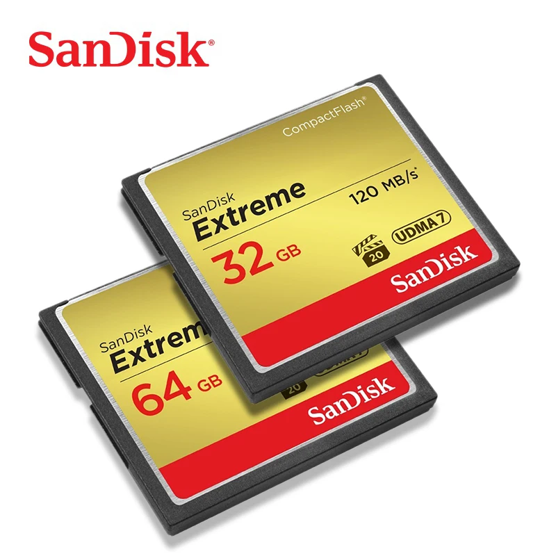 Настоящая карта памяти Sandisk Extreme Compact 32 Гб 64 128 ГБ до 120 Мб скорость чтения для видео