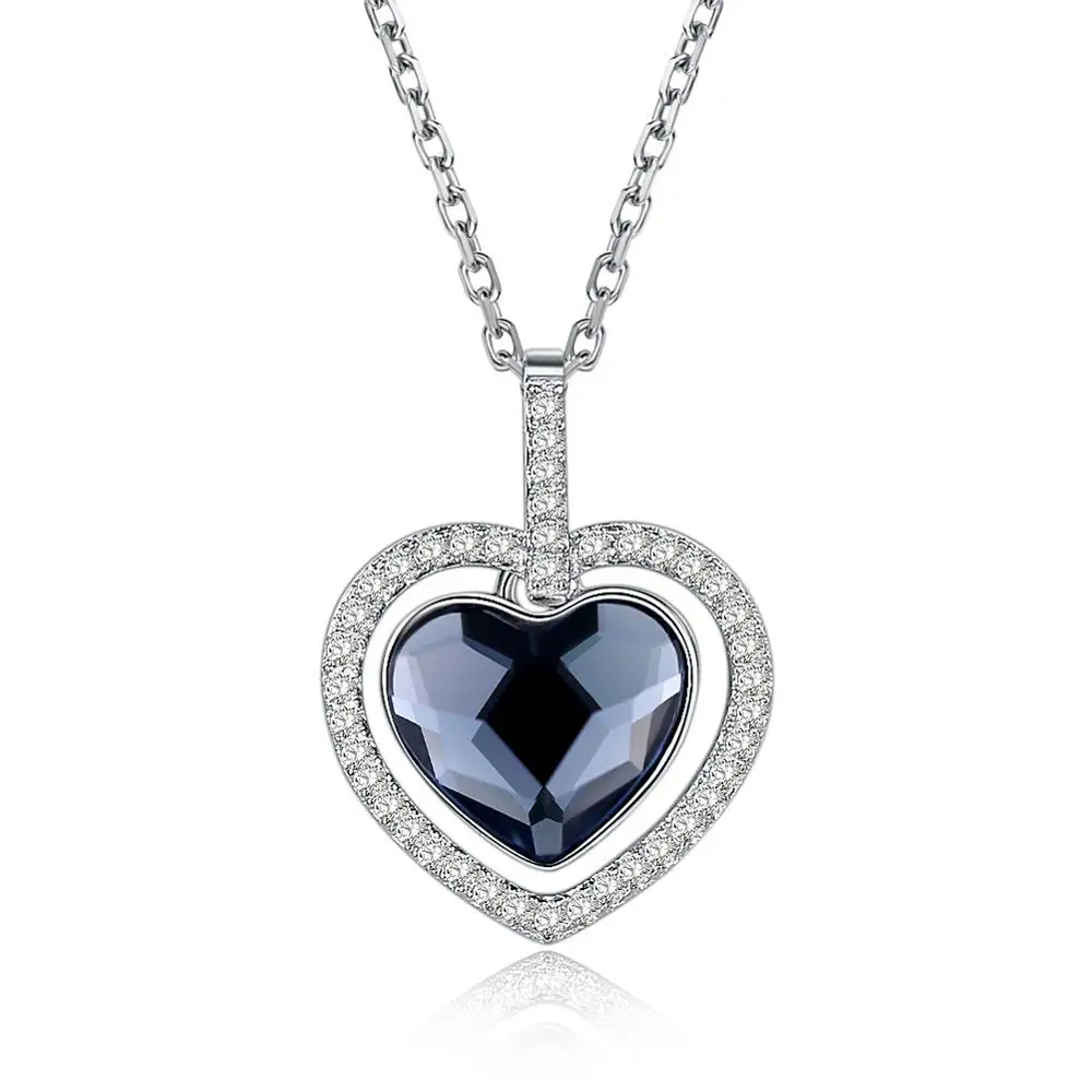 Love Forever ожерелья с сердцем кулон кристаллы для женщин подарок девочек серебряный