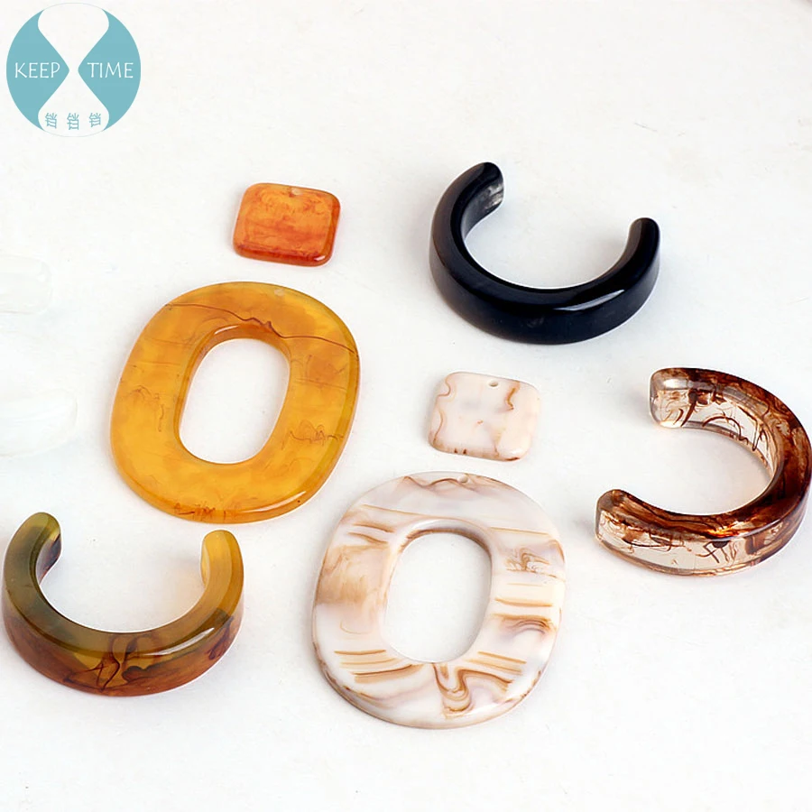 

DIY handmade jewelry accessories C acetate oval ring earrings earrings pendant earrings square pendant material