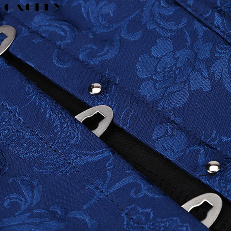 Темно-синий корсетный топ из кареточной ткани с цветочным принтом Бюстье на