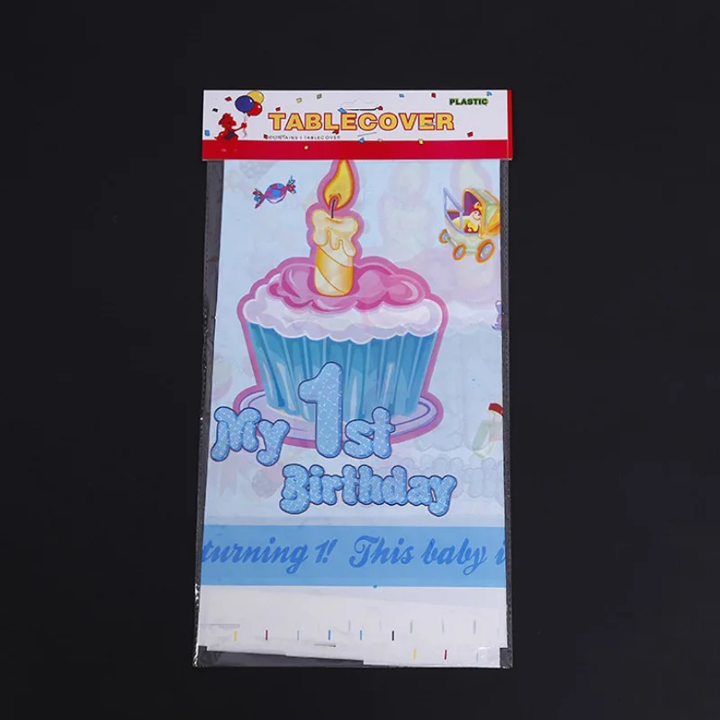 

1PCS My 1st Birthday Theme Blue Tablecloth Decoration Boys Kids Favors Table Cover Baby Shower Events Party Maps Size 108*180 CM
