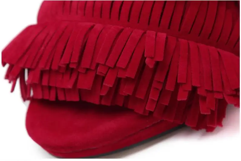 Лето горячая новая мода женщины кисточкой peep toe zip платье сандалии обувь высокого