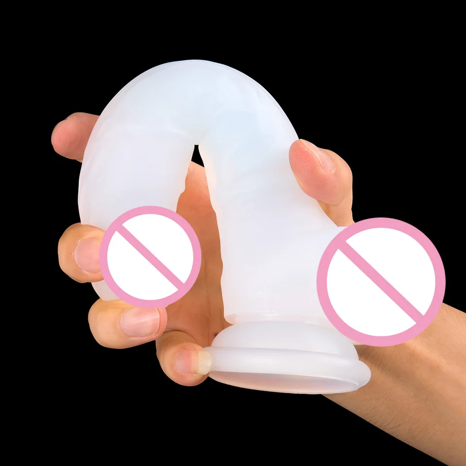 

7.9 Inch Huge Transparent Dildos with Suction Cup Hands Free Lifelike Personal Massage Toys Large Balls Realistic Penis Women