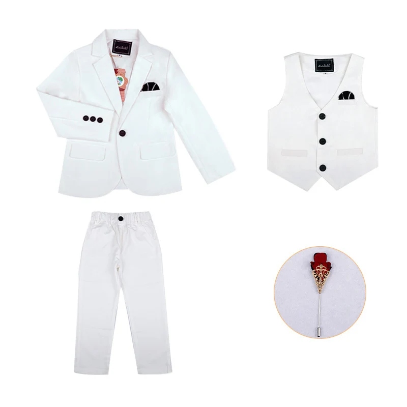 Jacket vest pants A Торжественный костюм жениха с цветочным узором для мальчиков; Детские свадебные куртки; жилет; брюки; одежда с галстуком; детский Блейзер; школьный выпускной костюм; платье-смокинг - Цвет: Jacket vest pants A