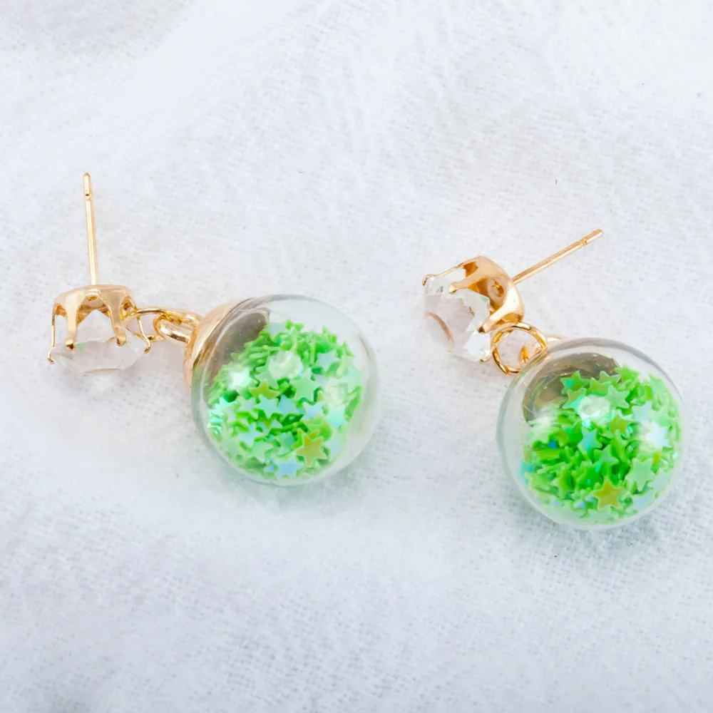 Новые модные разноцветные пятиконечные стеклянные серьги-гвоздики со звездами