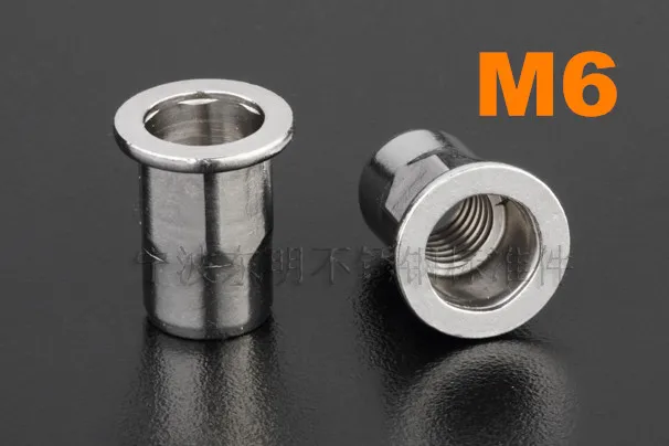 

100pcs/lot M6 Stainless steel flat head semi-hexagon rivet nuts