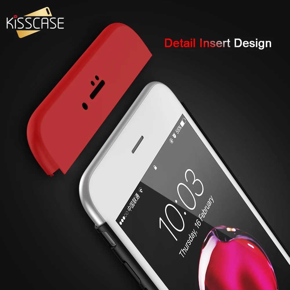 KISSCASE 360 Degree Full Protective Case For iPhone 6 6S 7 8 Plus 3 In 1 Cases 5 5S se X 10 Hard Plastic Back Cover |