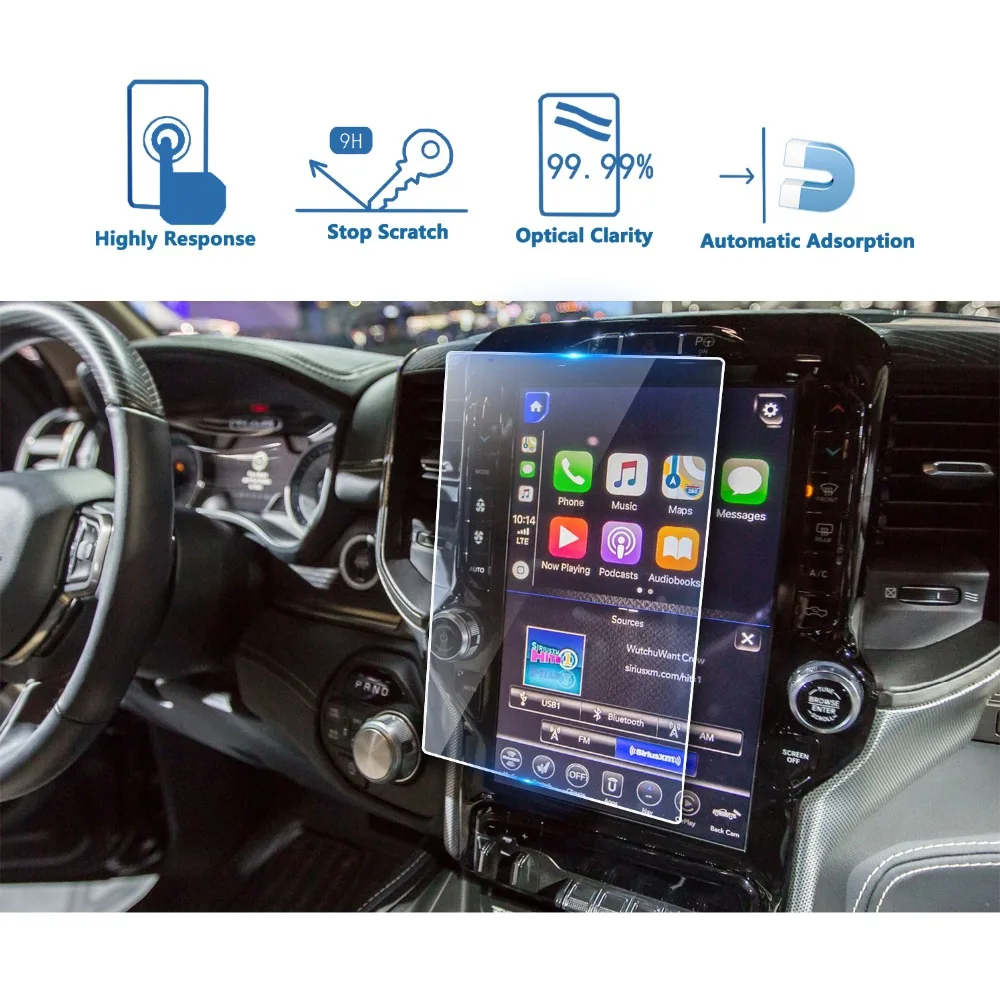 RUIYA Защита экрана для ram 1500 Uconnect 12 дюймов Автомобильный gps навигатор сенсорный дисплей, 9H Закаленное стекло Защитная пленка для экрана