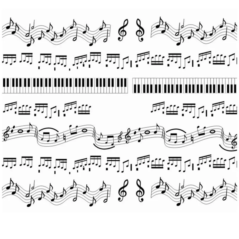 Музыкальные нотки дизайн DIY креативные кончики пальцев наклейки 1 Лист для