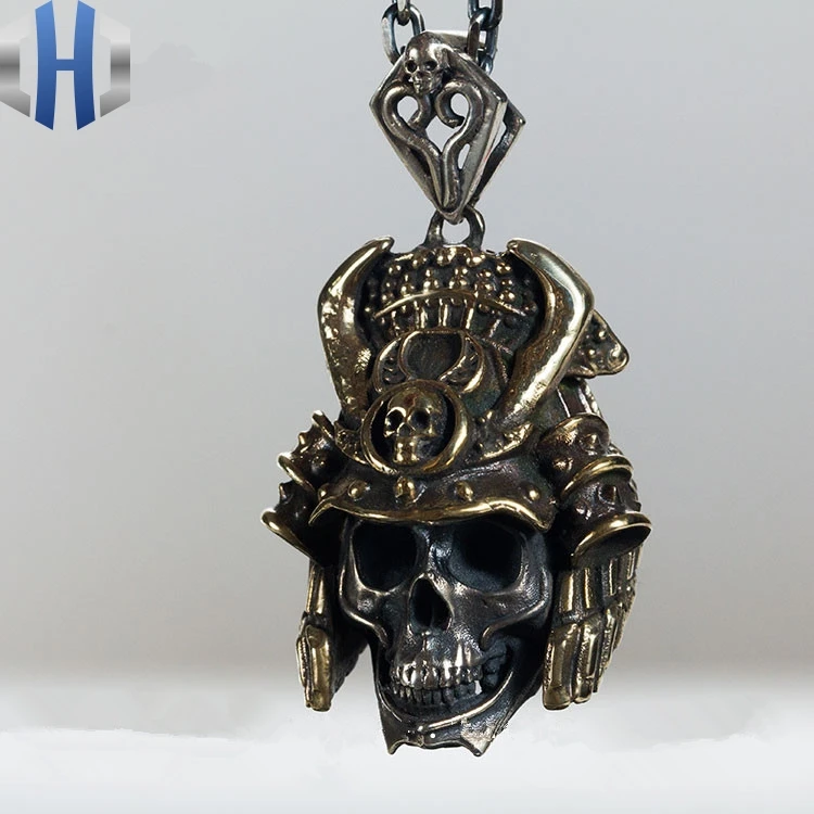 Pendant Японский самурайский кулон ожерелье ювелирные изделия из стерлингового серебра 925 пробы медь Domineering Металл Evil - Окраска металла: Pendant