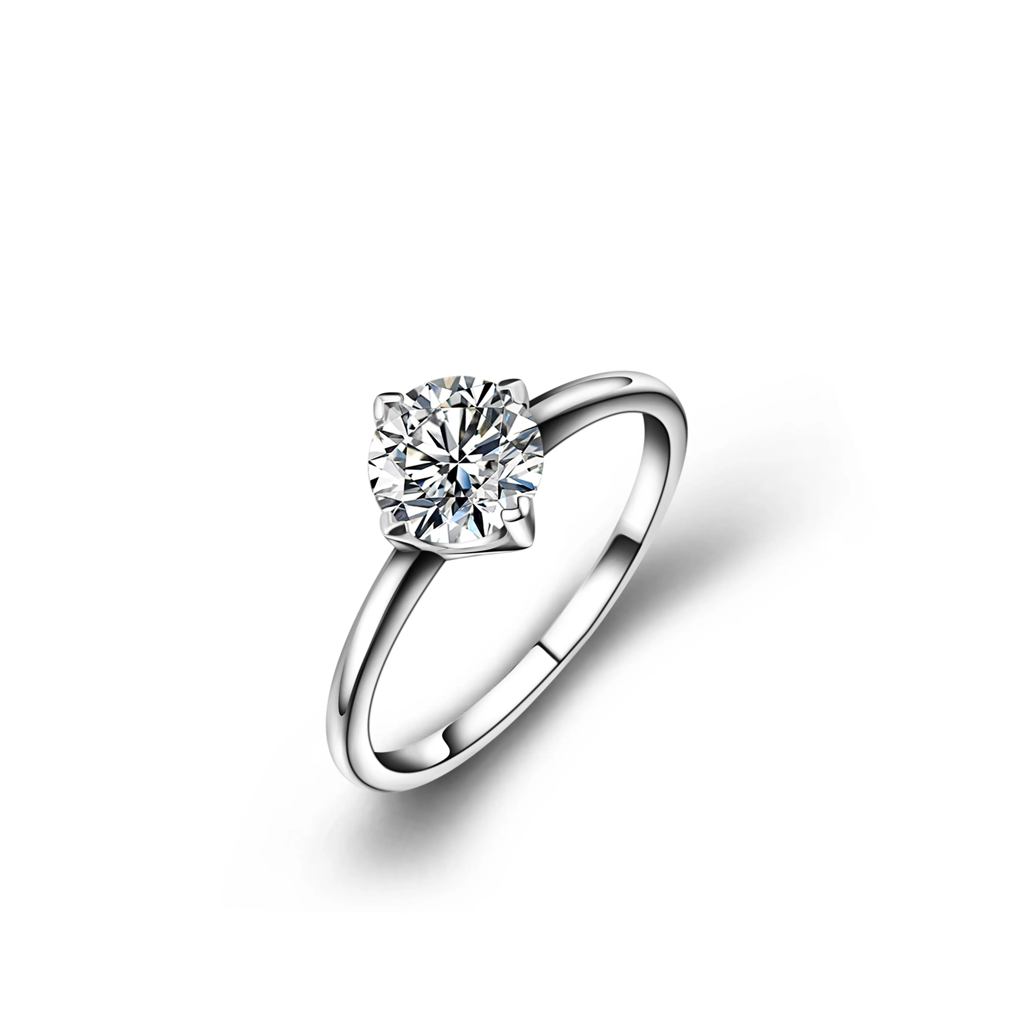 Кольцо обручальное из белого золота с 4 зубцами 1 карат|Кольца| |