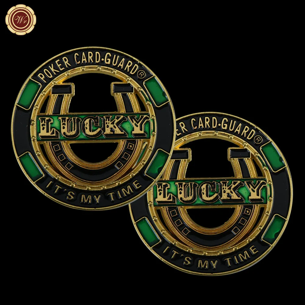 

WR 24k 999.9 Gold Plated Metal Coin Creative Casino Poker Coins Metal Crafts Unique Gifts Lucky Commemorative Coins for Gifts
