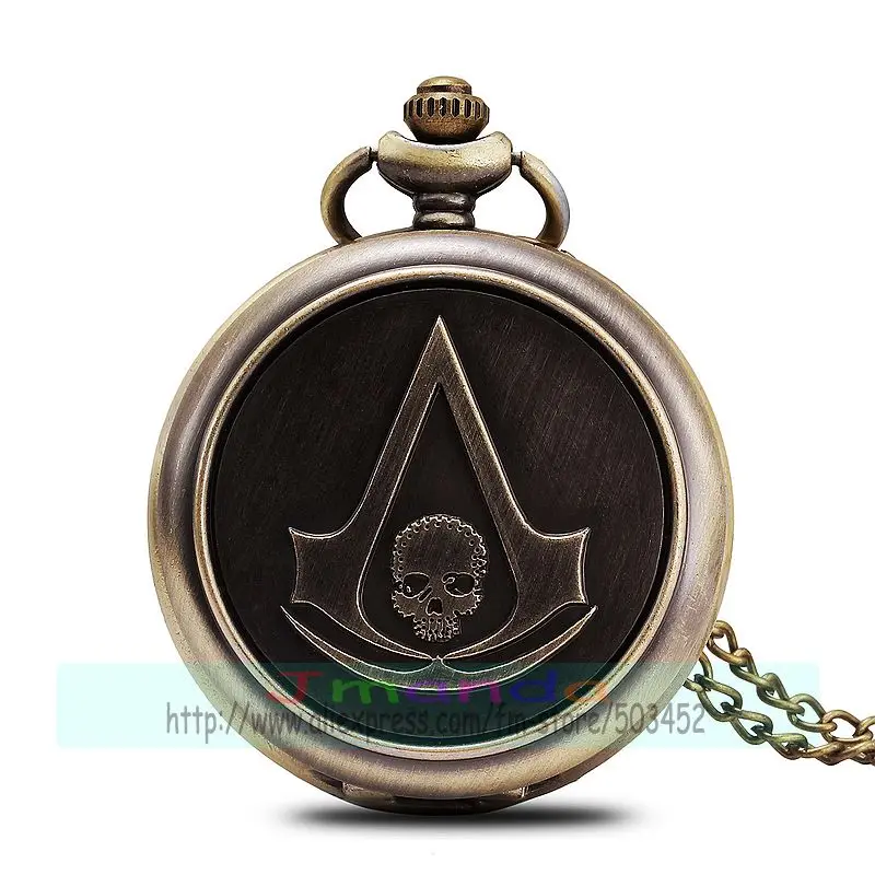 100 шт./лот эксклюзивные ретро карманные часы Skullcandy Бронзовый Цвет Череп головки