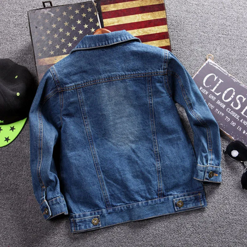 2017 new spring children's jacket casual boy jeans jackets long sleeve girls outerwear washed denim DQ549 | Детская одежда и