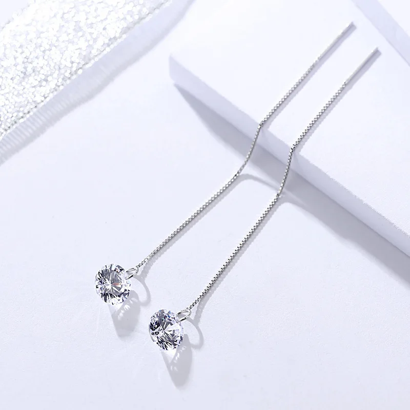 Женские серьги из серебра 100% пробы с кристаллами|Серьги-подвески| |