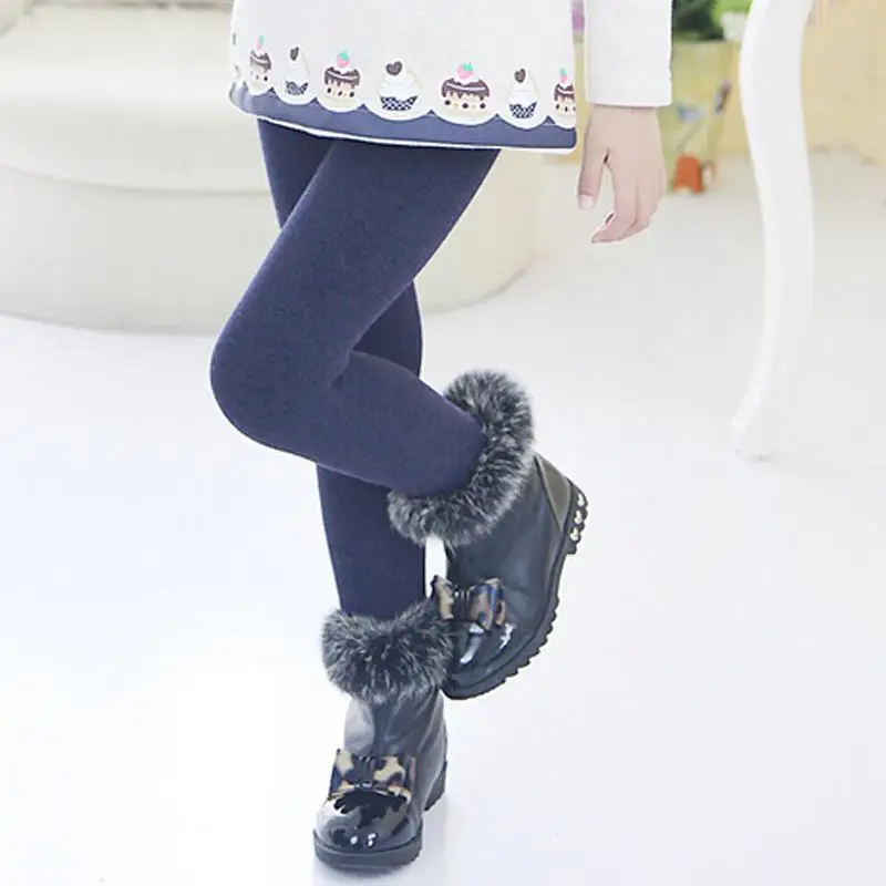 Детские зимние леггинсы для девочек детские штаны плотные теплые с эластичной