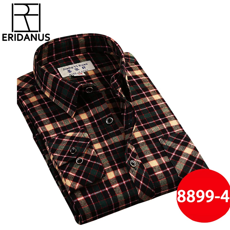 Brand Men's Casual Shirts 2017 New Spring Fashion Slim Fit Long Sleeve Male Plaid Cotton Dress Social Plus Size 3XL X408 | Мужская