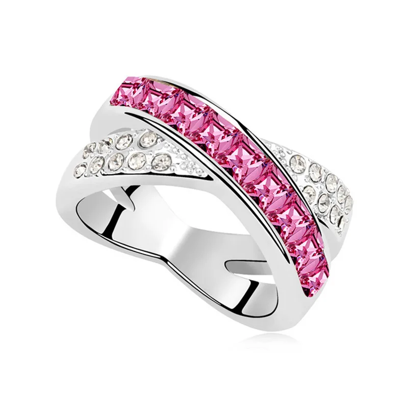 Кольцо перекрестное с кристаллами Сваровски 5 цветов|cross ring|ring ringring with cross |